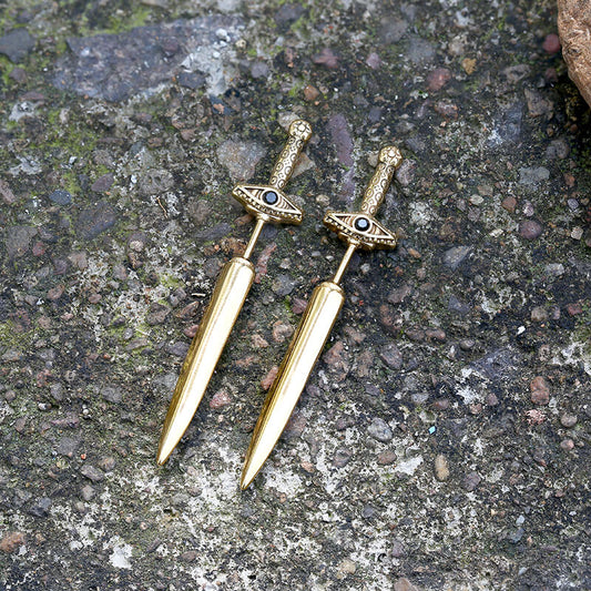 Eye of Providence Sword Stud Earring in Stainless Steel