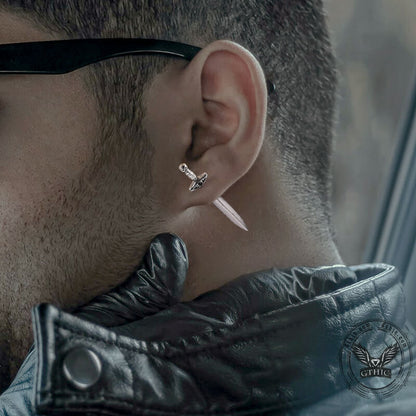 Eye of Providence Sword Stud Earring in Stainless Steel