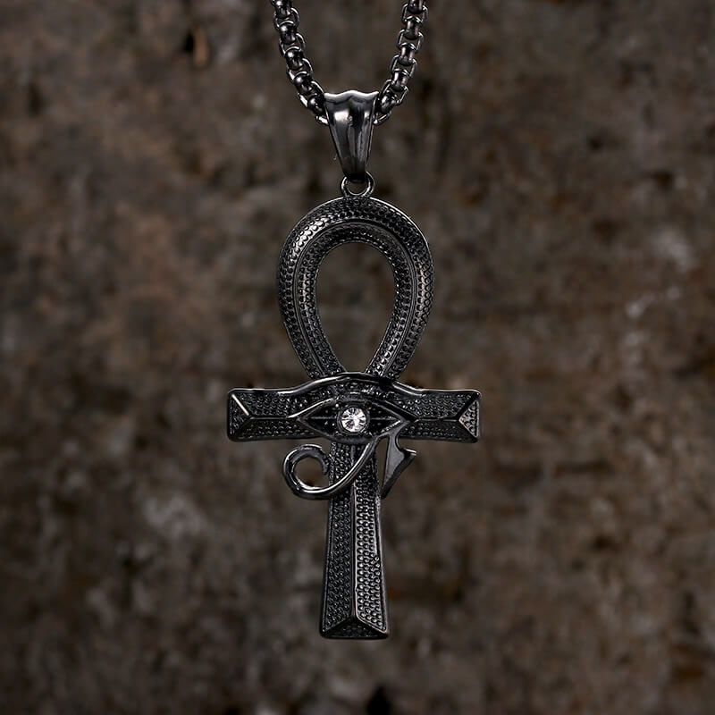 Eye of Ra Ankh Cross Pendant in Stainless Steel