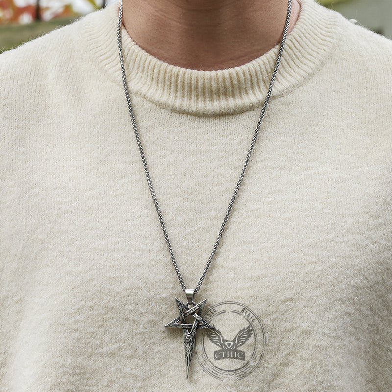 Eye Of Ra Pentagram Pendant in Stainless Steel