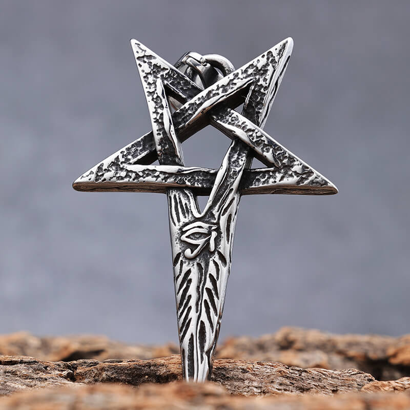Eye Of Ra Pentagram Pendant in Stainless Steel
