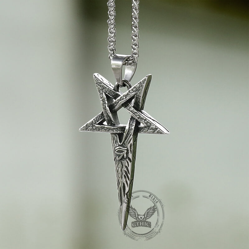 Eye Of Ra Pentagram Pendant in Stainless Steel