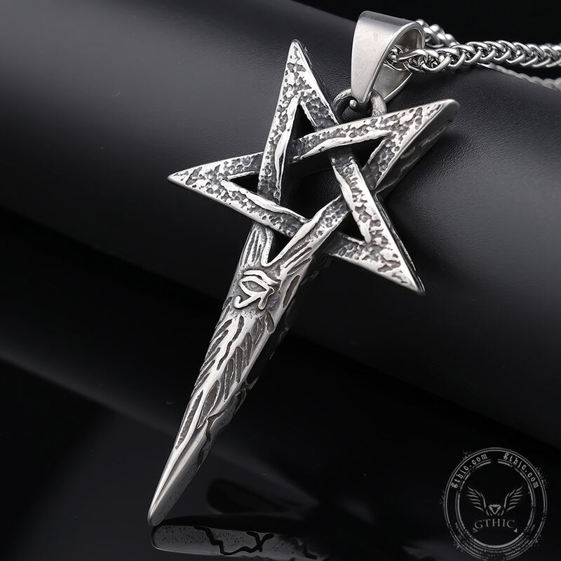 Eye Of Ra Pentagram Pendant in Stainless Steel
