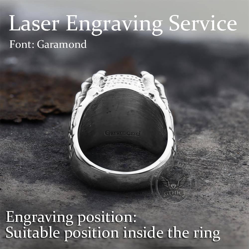 Dragon Eye Stainless Steel Skull Claw Ring