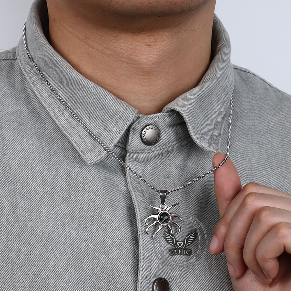Fashion Black Gem Octopus Marine Pendant in Stainless Steel