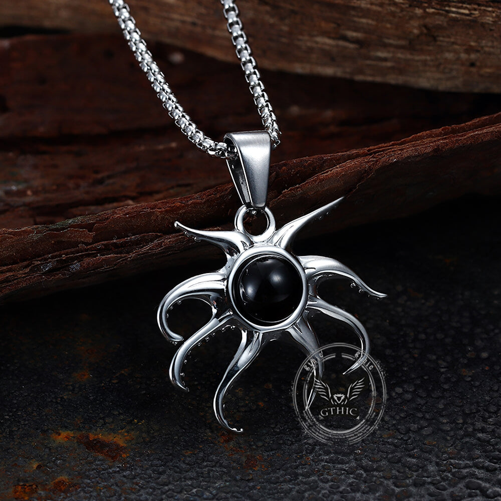 Fashion Black Gem Octopus Marine Pendant in Stainless Steel