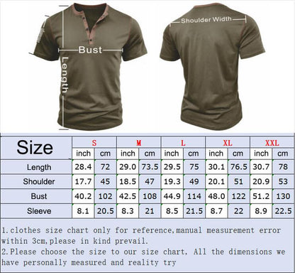 Fashion Colorblock Crew Neck Henley Polo Shirt