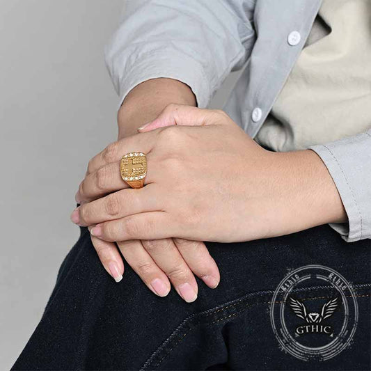 Fashion Cross Diamond-Set Ring in Stainless Steel