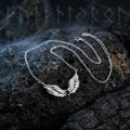 Fashion Gem Feather Wings Necklace in Stainless Steel