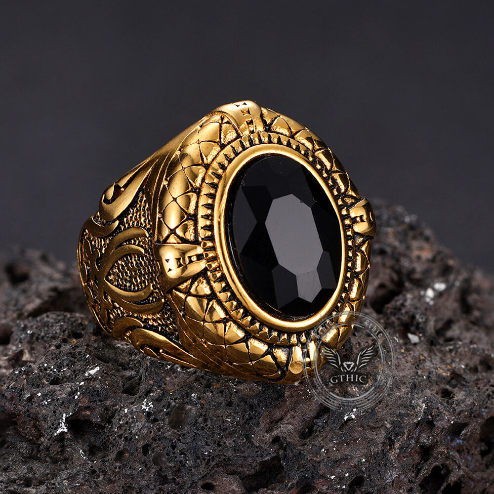 Fashion Gemstone Zulfiqar Sword Ring in Stainless Steel