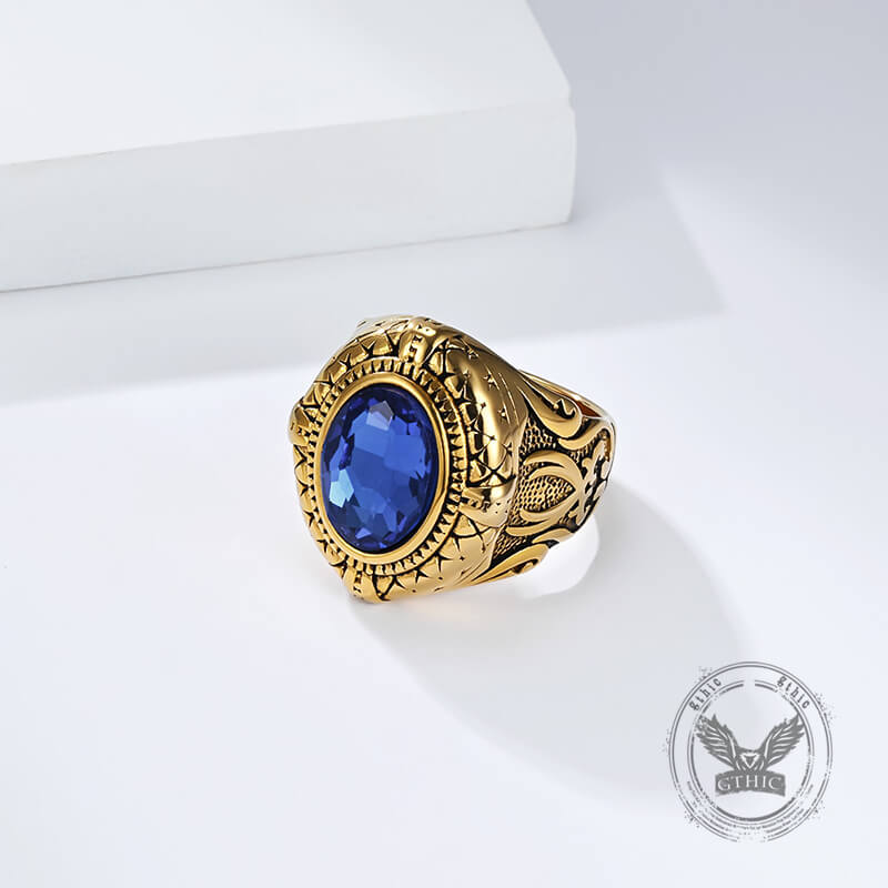 Fashion Gemstone Zulfiqar Sword Ring in Stainless Steel