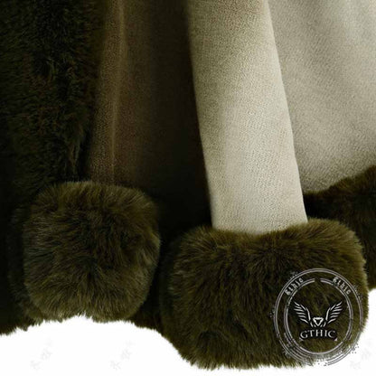 Fashion Gradient Color Fur Collar Loose Knitted Shawl