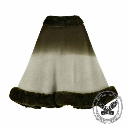 Fashion Gradient Color Fur Collar Loose Knitted Shawl
