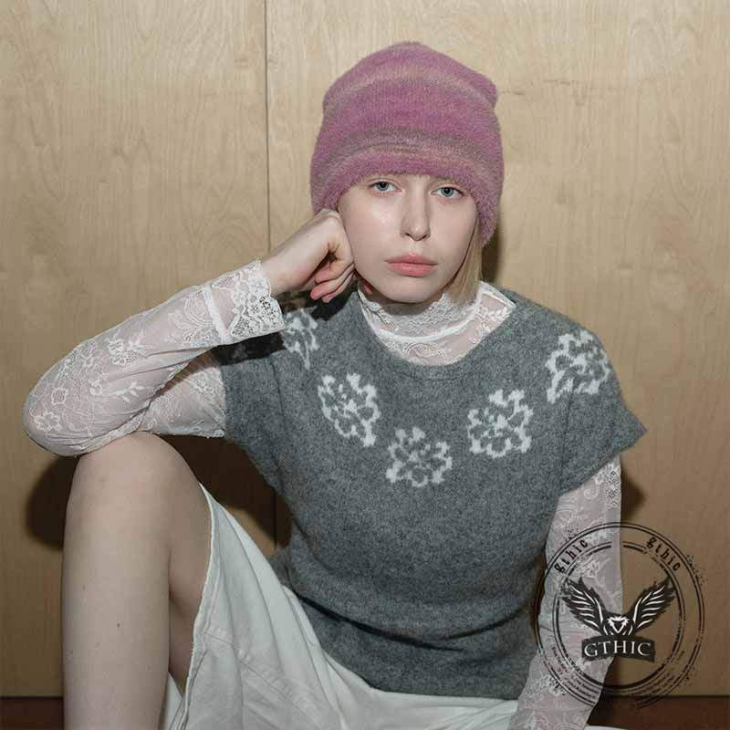 Fashion Gradient Color Knitted Brimless Beanie Hat