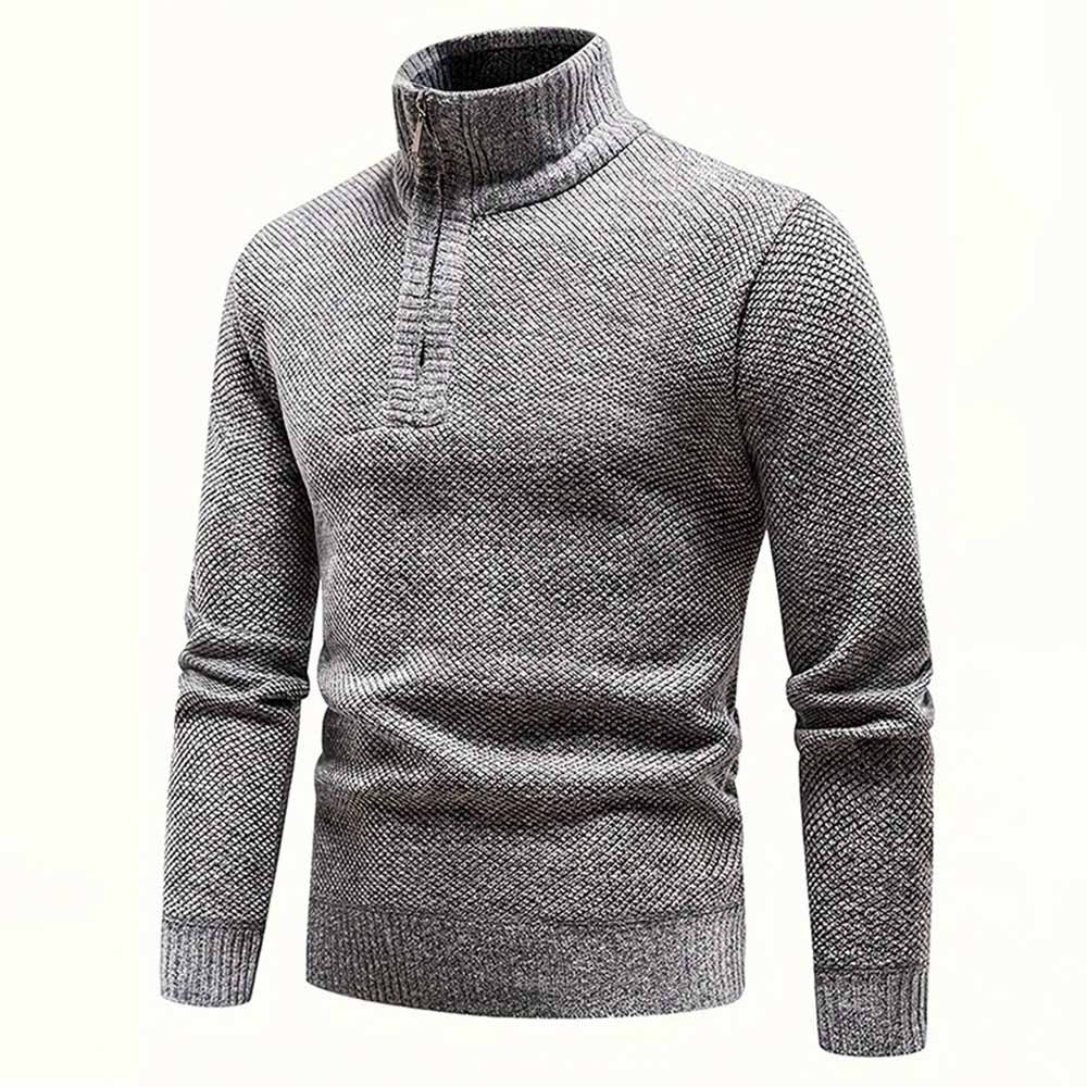 Fashion Half-Zip Thickened Stand Neck Pullover Sweater