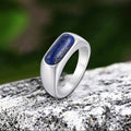 Fashion Oval Lapis Lazuli Ring in Stainless Steel