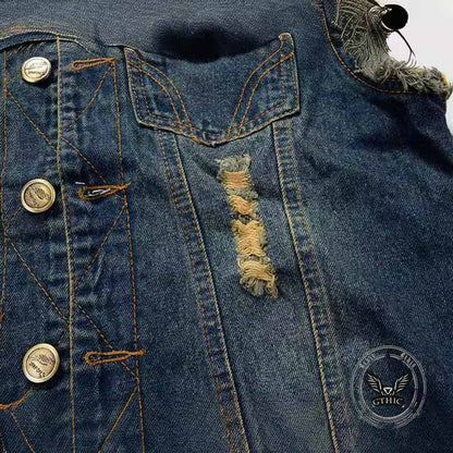 Fashion Slim Fit Ripped Sleeveless Denim Vest