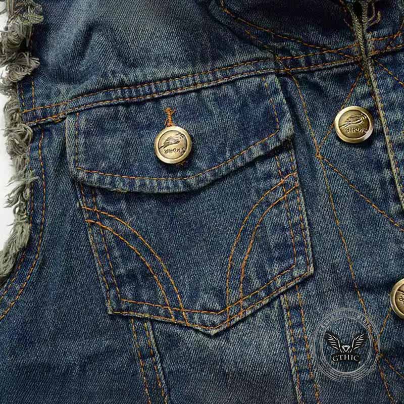 Fashion Slim Fit Ripped Sleeveless Denim Vest