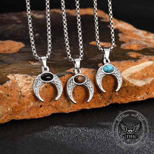 Fashion Turquoise Moon Pendant in Stainless Steel