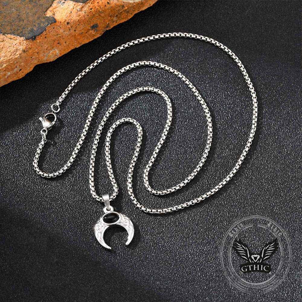 Fashion Turquoise Moon Pendant in Stainless Steel
