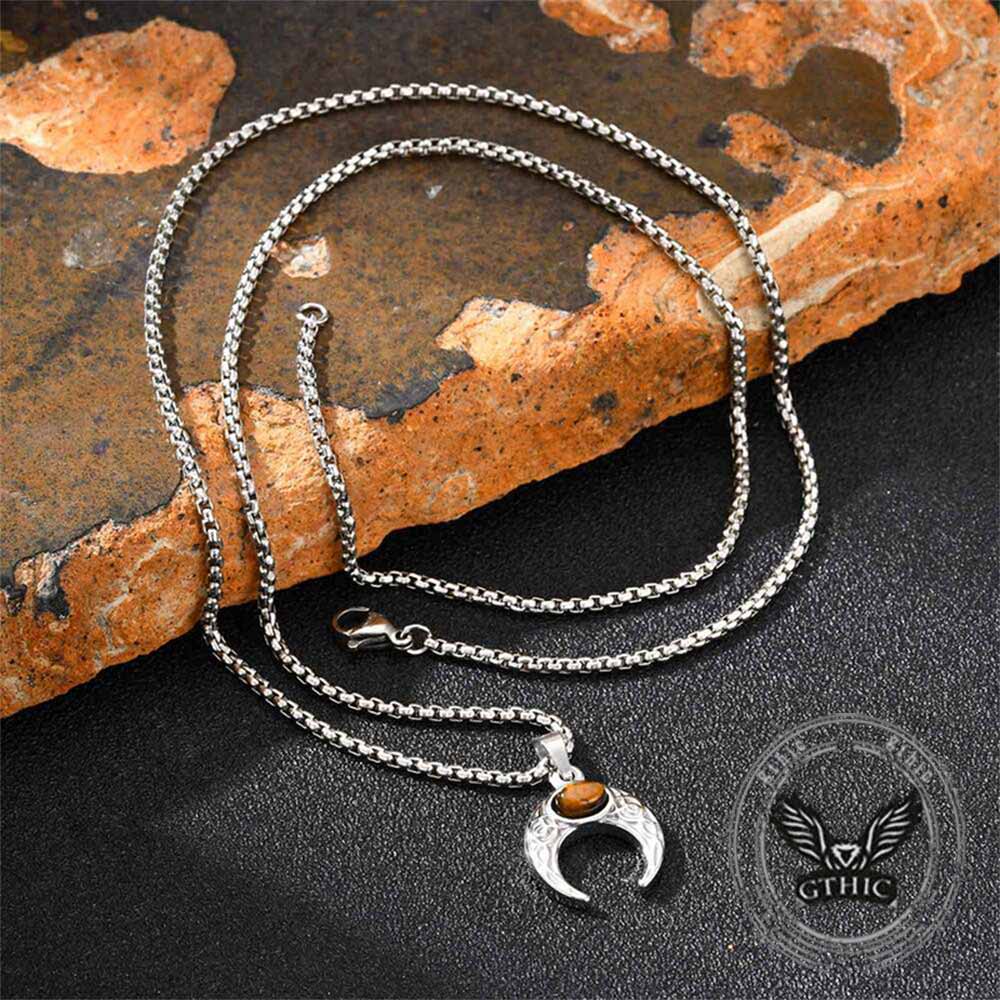 Fashion Turquoise Moon Pendant in Stainless Steel