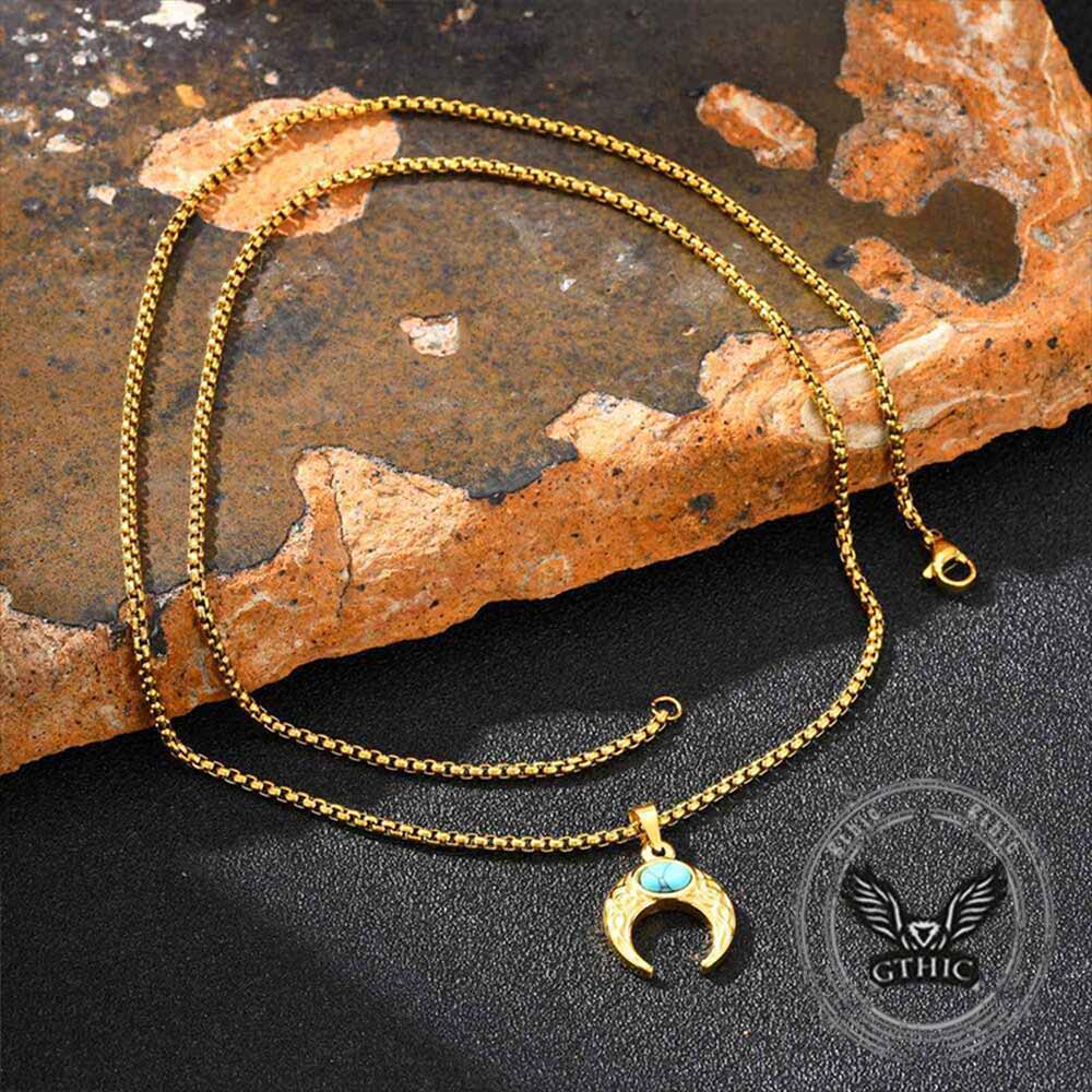 Fashion Turquoise Moon Pendant in Stainless Steel