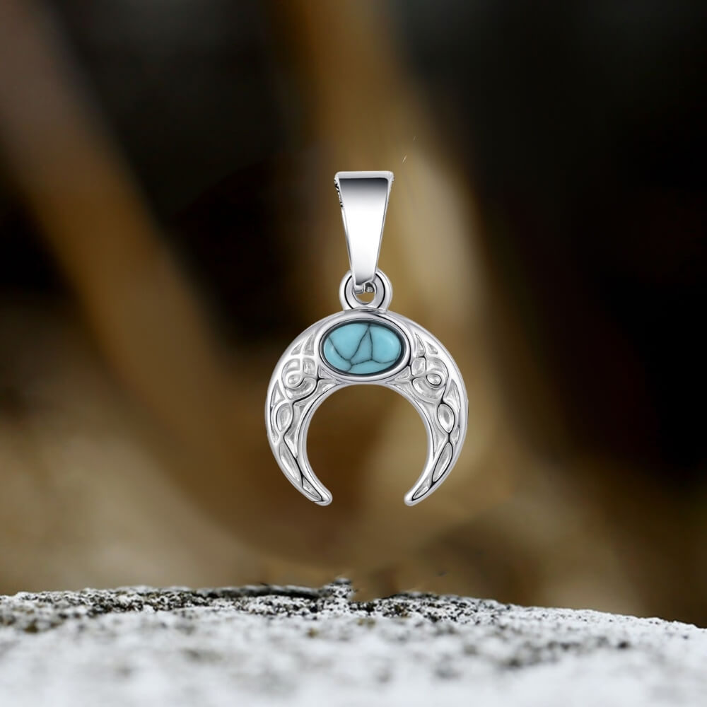 Fashion Turquoise Moon Pendant in Stainless Steel