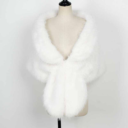 Fashion V-Neck Faux Fur Party Gown Plush Shawl