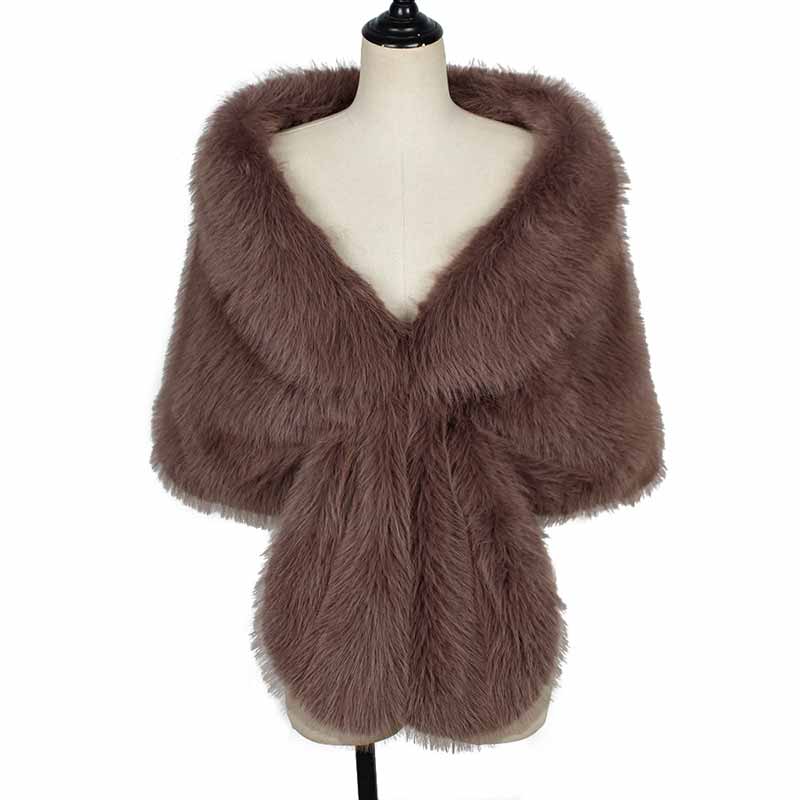 Fashion V-Neck Faux Fur Party Gown Plush Shawl
