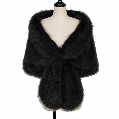 Fashion V-Neck Faux Fur Party Gown Plush Shawl