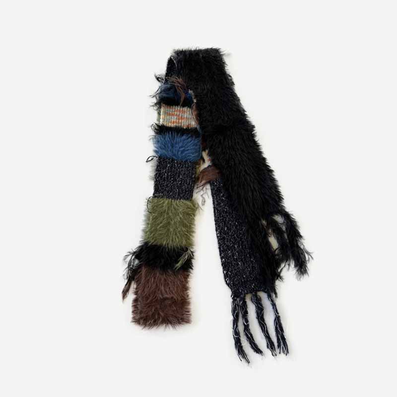 Fashion Y2K Colorblock Striped Knitted Tassel Scarf