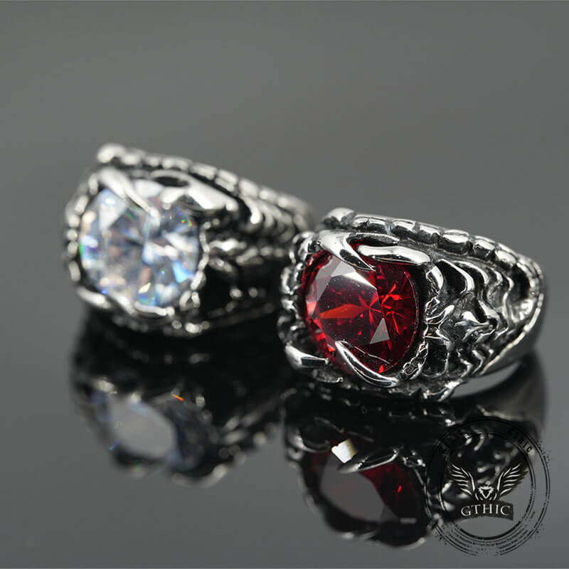 Fashionable Dragon Claw Gemstone Ring in Stainless Steel