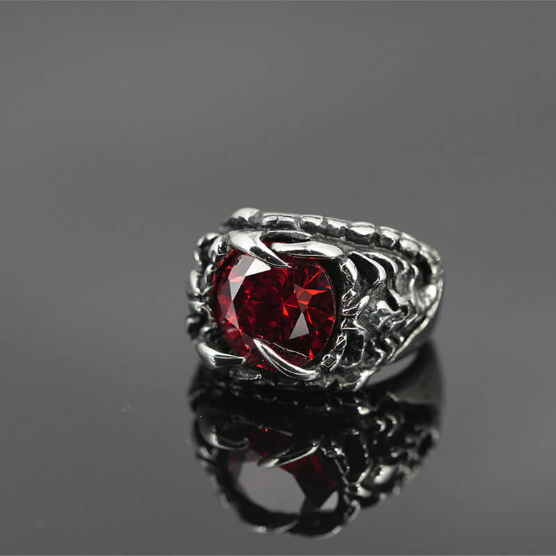Fashionable Dragon Claw Gemstone Ring in Stainless Steel