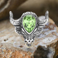Fashionable Multicolor Gem Bull Head Ring in Stainless Steel