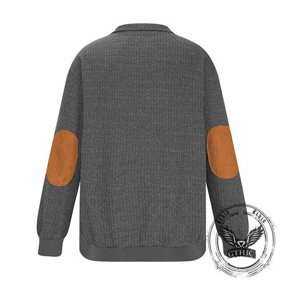 Fashionable Plaid Half-Zip Jacquard Sweatshirt