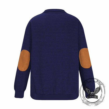 Fashionable Plaid Half-Zip Jacquard Sweatshirt