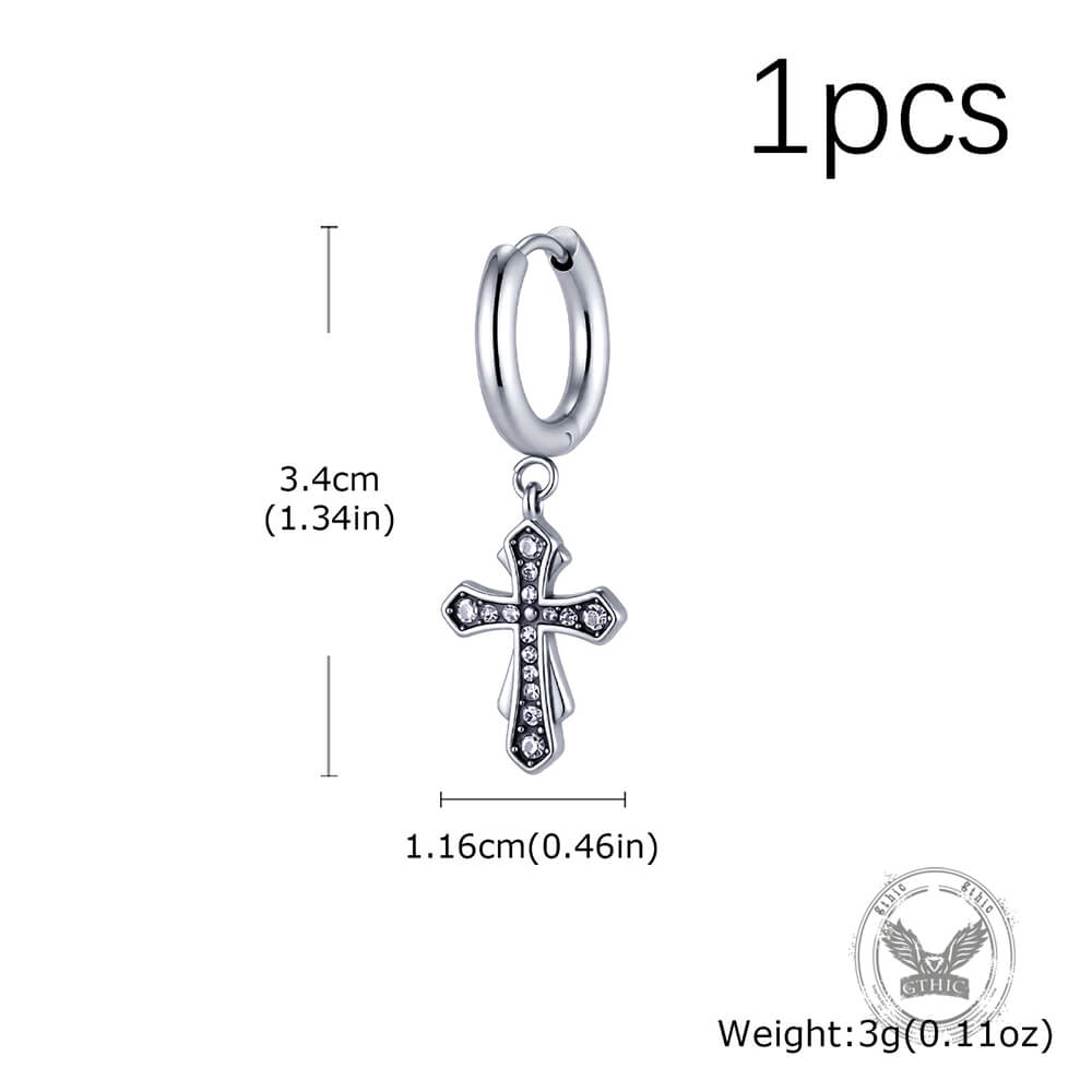 Fashionable Zircon Cross Earrings in Stainless Steel