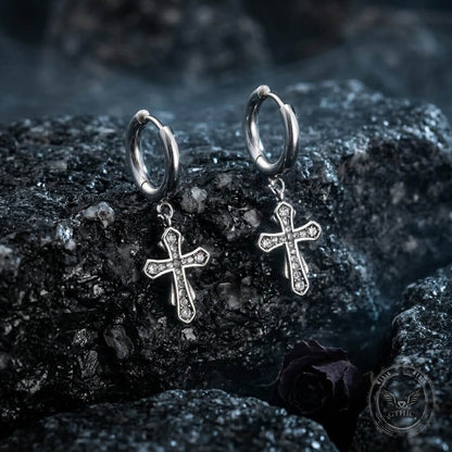 Fashionable Zircon Cross Earrings in Stainless Steel