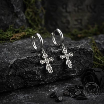 Fashionable Zircon Cross Earrings in Stainless Steel