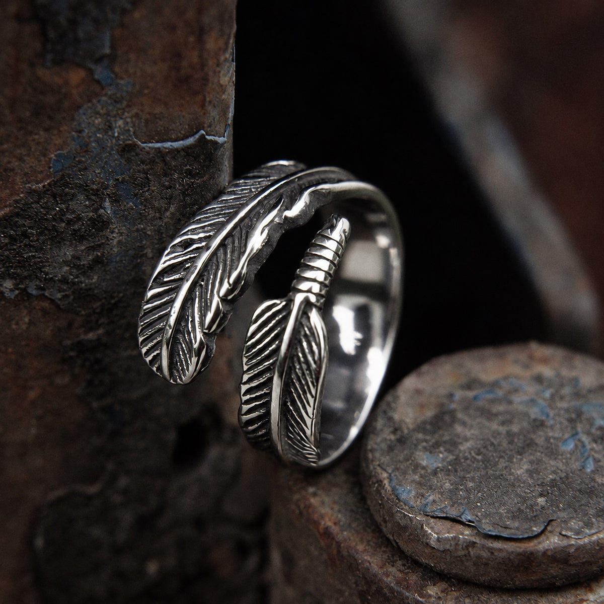 Feather Ring in Stainless Steel