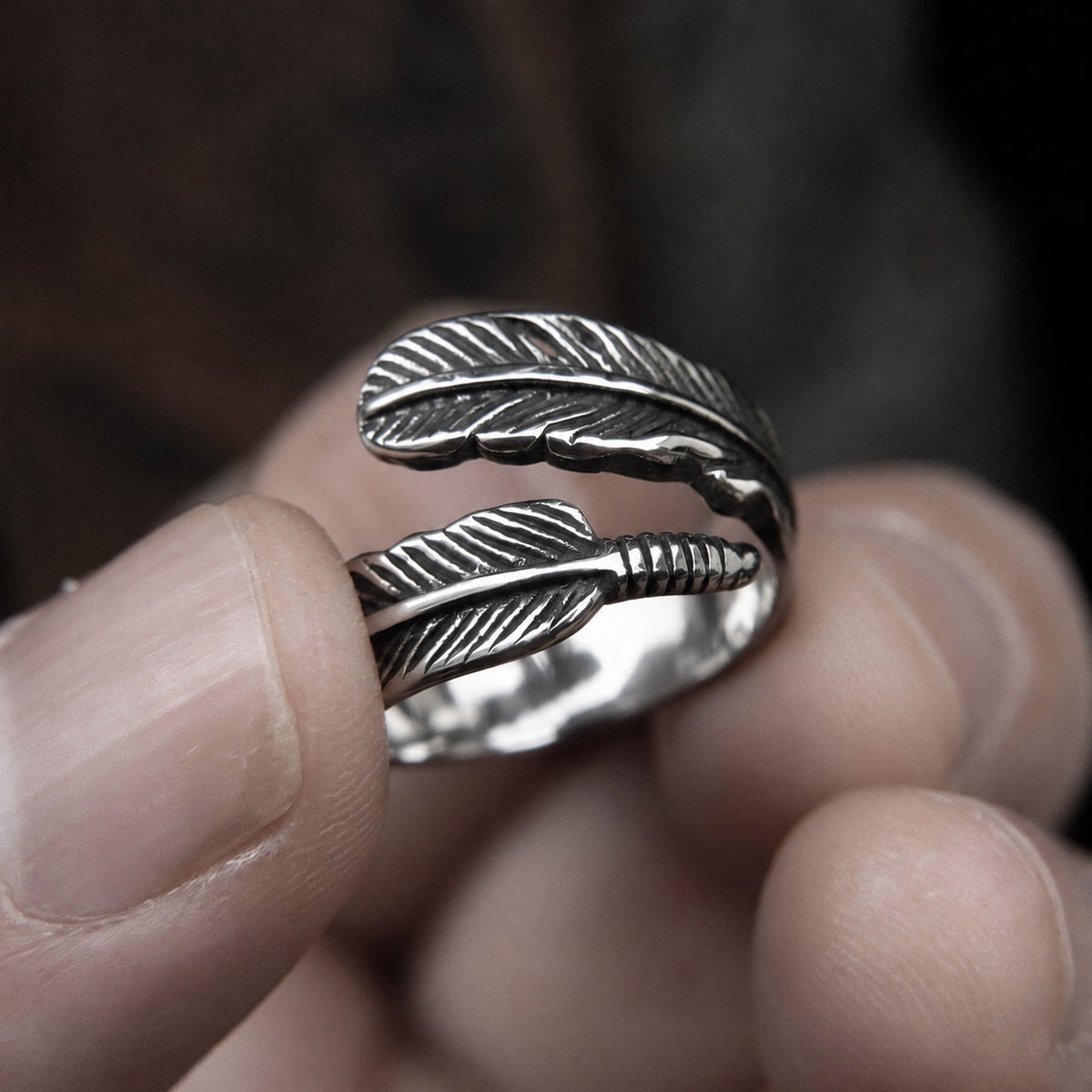 Feather Ring in Stainless Steel
