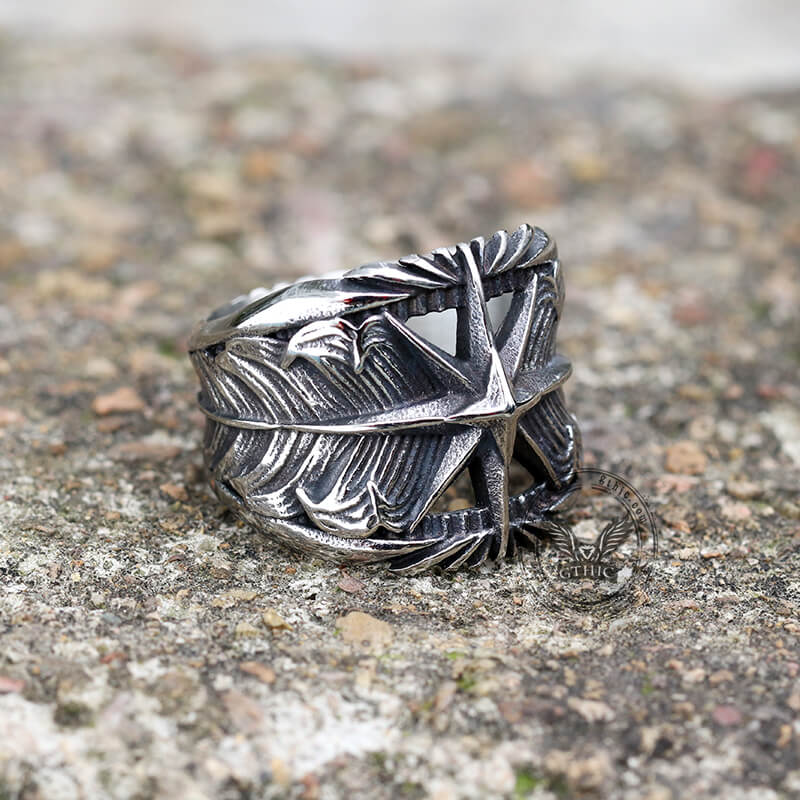 Feather Star Ring in Stainless Steel