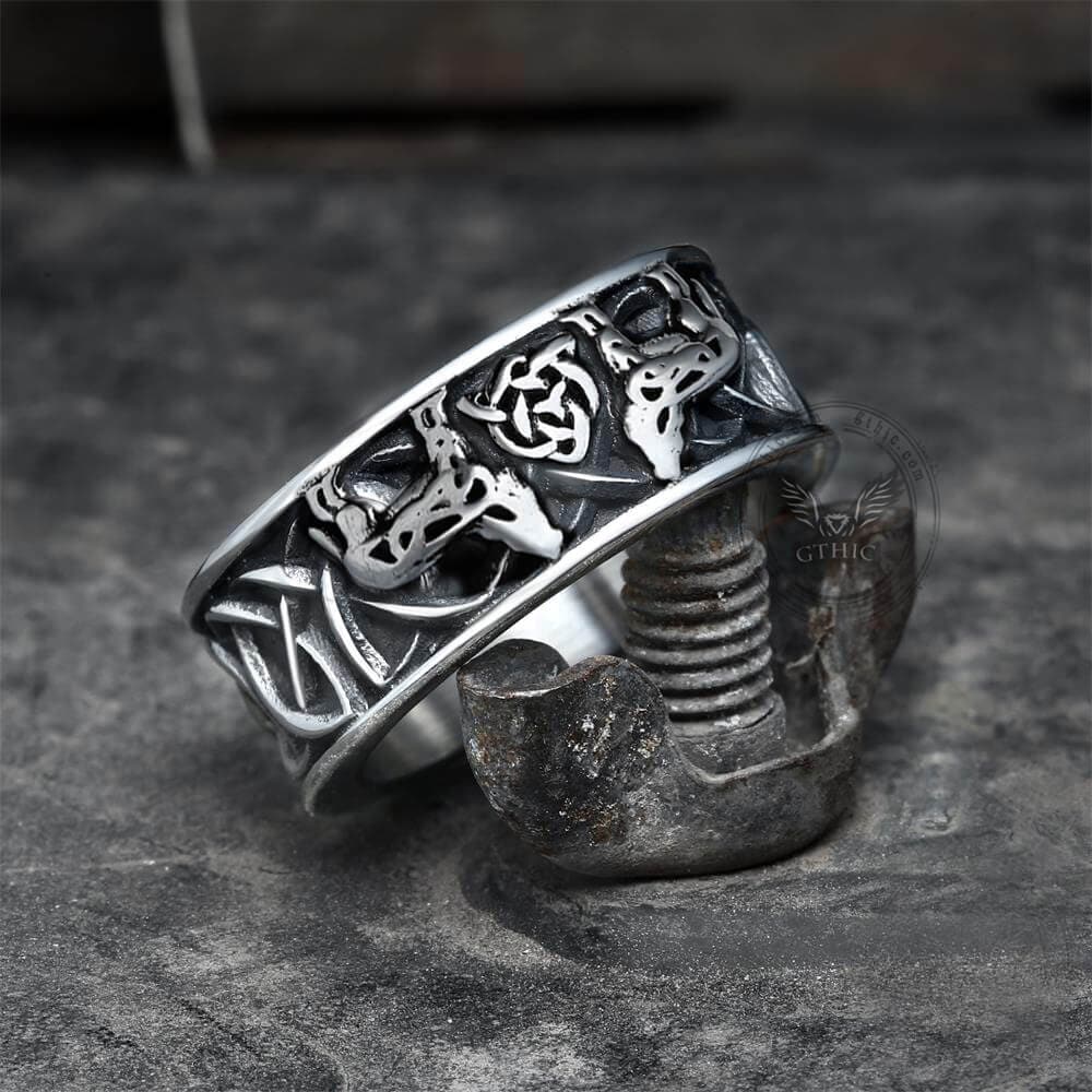 Fenris-wolf Viking Ring in Stainless Steel