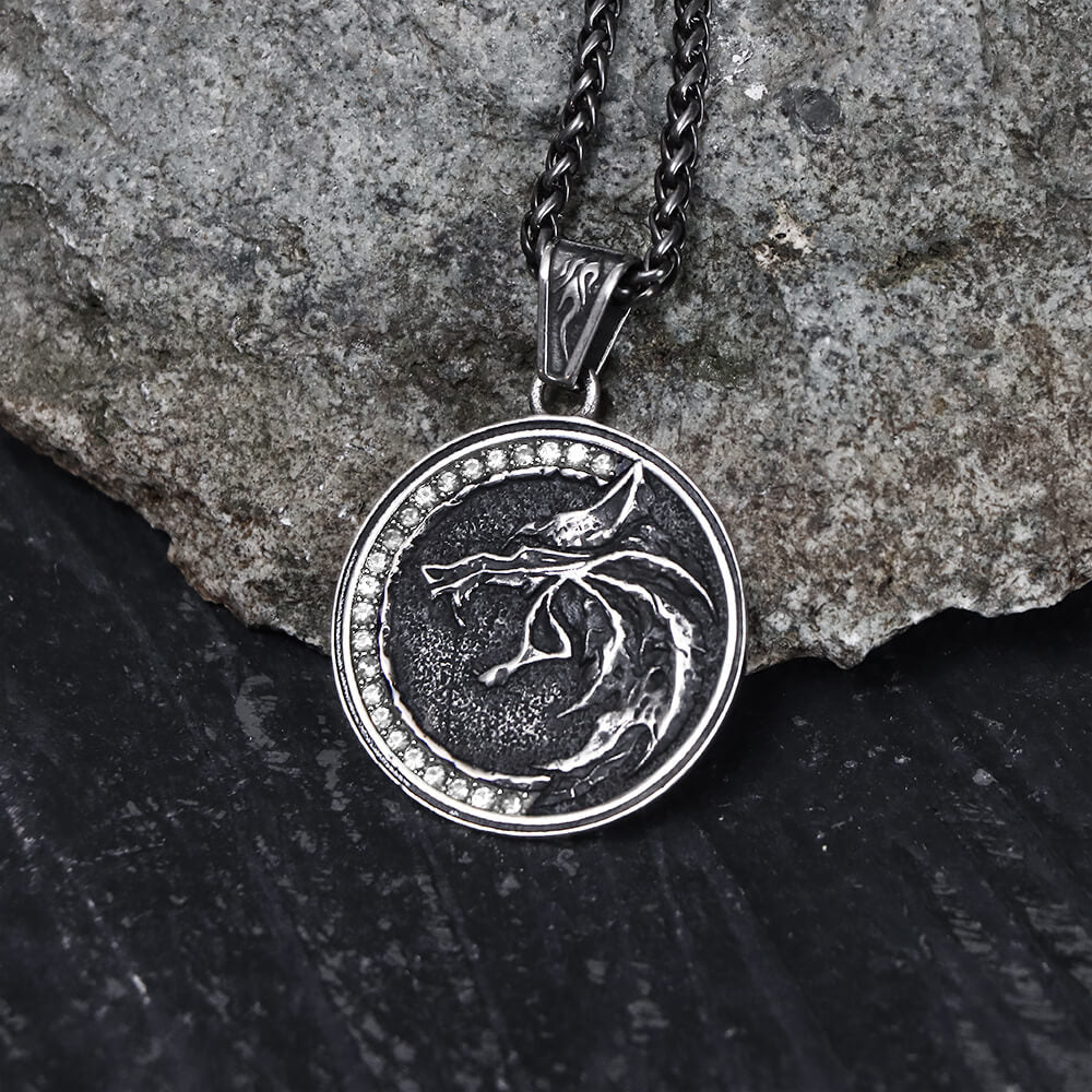 Ferocious Nordic Wolf Pendant in Stainless Steel