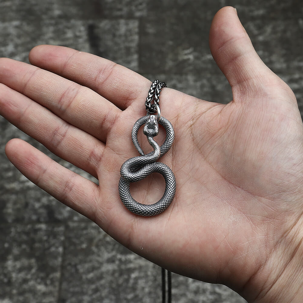 Ferocious Snake Animal Pendant in Stainless Steel