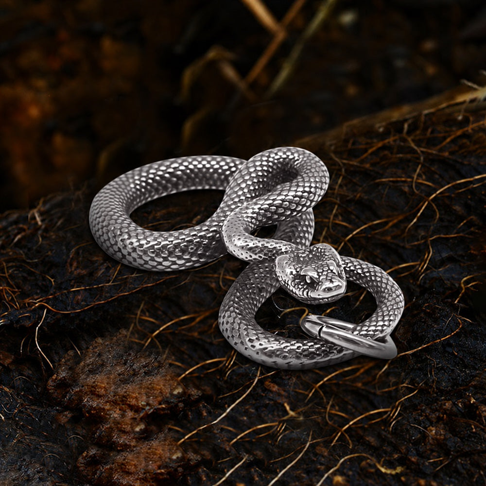 Ferocious Snake Animal Pendant in Stainless Steel