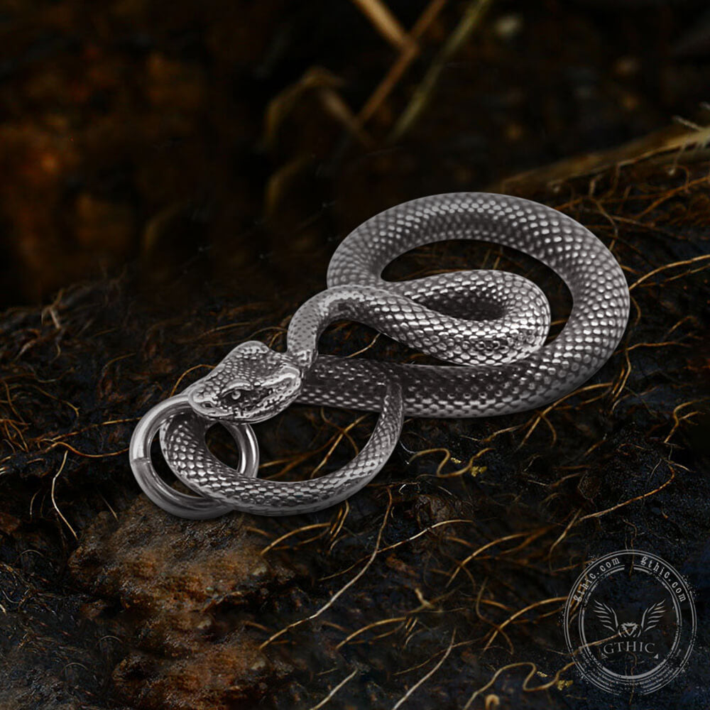 Ferocious Snake Animal Pendant in Stainless Steel