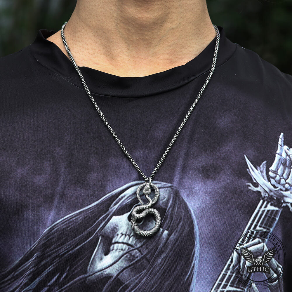 Ferocious Snake Animal Pendant in Stainless Steel