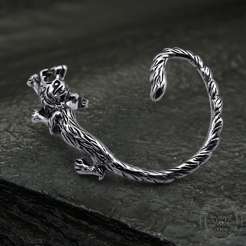 Ferocious Wolf Stud Earrings in Stainless Steel