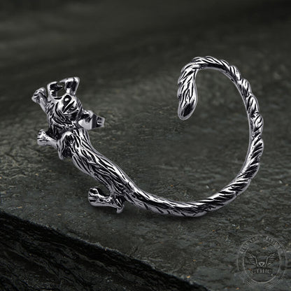Ferocious Wolf Stud Earrings in Stainless Steel